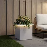 Sodo vazonas su LED Balta 40 x 40 x 40 cm Plienas