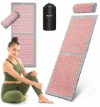 Akupresūros kilimėlis su pagalve HyperMotion, 130x50 cm, pilkas/rožinis
