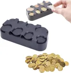 Cyxzmya monetų laikiklis, euro monetų laikiklis, monetų rū&scaron;iuotojas, monetų kolekcionierius, monetų dozatorius, monetų dėžutė, monetų laikiklis automobiliui, skirtas automobiliui, taksi, 8 skyriai nuo 2 eurų iki 1 cento (juodas)