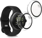 Kwmobile 2 x dėklas, suderinamas su google pixel watch 3 41 mm / pixel watch 2 / pixel watch 1 dėklu - viso kūno fitneso apyrankės dėklų rinkinys, pagamintas i&scaron; stiklo - skaidrus