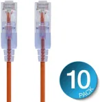 Monoprice Slimrun Cat6a Ethernet Patch kabelis - interneto tinklo laidas - Rj45, 550mhz, Utp, grynas varinis laidas, 10g, 30awg, 2.13m, oranžinis, 10 vnt.