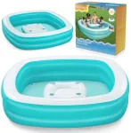 Bestway Pripučiamas &scaron;eimos baseinas 218x218 cm su gėrimų laikikliais