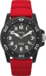 Timex Main Street vyri&scaron;kas laikrodis 42mm raudonas silikoninis dirželis juodas ciferblatas juodas korpusas Tw5m61000, raudonas, modernus