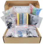 Mega Electronic Components elektronikos inžinerijos rinkinys, kondensatorius, elektra, rezistoriai, led 3 mm 5 mm, tranzistorius, diodai, germanis, lm358 opamp, pcb, garsiakalbis, potenciometras, pakuotė