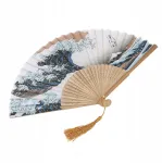 Eleganti&scaron;kos dažytos bangos japoni&scaron;ku retro stiliumi bambuko sulankstomas Or