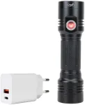 PNI Adventure F200 aliumininis dvigubas žibintuvėlis su LED, 4000mAh baterija, 3 didelės diafragmos LED ir vienu su fokusavimu bei PNI CHG300 maitinimo &scaron;altinis su USB C prievadu, QC3.0, PD3.0, PPS ir USB-A prievadu, 30W