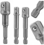 Edibazzar 3 vnt. adapterių rinkinys 1/4 1/2 3/8 antgalis suktukui grąžtui Hex