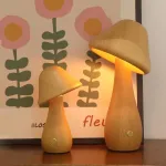 Lova Grybo formos lempa miegamajam, 3 &scaron;viesų jutiklinė pritemdoma grybo formos naktinė lemputė, naktinė lempa prie lovos, led medinė grybo formos lempa, stalinė lempa svetainei, įkraunama usb jungtimi, belaidė naktinė lemputė (didelė)