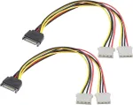 Zdycgtime Sata 15 kontaktų į dvigubą 4 kontaktų Molex vienas į du Sata 15p į 4p Ide kietojo disko kabelį Y skirstytuvas Sata ki&scaron;tukas į 2 Molex lizdus, skirtas 12v/5v Ide Hdd Dvd (30 cm/2 vnt.)