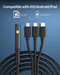 Hopefox endoskopinė kamera su dvigubu lę&scaron;iu, 3-in-1 endoskopinė kamera su &scaron;viesa mobiliajam telefonui 1080p hd ip67 wifi inspekcinė kamera su 6+1 reguliuojamu led ap&scaron;vietimu, skirta android ir ios plan&scaron;etiniams kompiuteriams (9.84ft/3m)