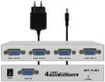 Hualisiji Vga skirstytuvas 1 į 4 i&scaron;ėjimus monitoriaus Vga skirstytuvo dėžutė 4 prievadai palaiko platų ekraną 1920 x 1440 150 Mhz su Dc 5v maitinimo adapteriu (sidabrinis)