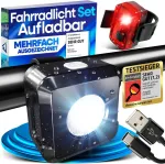 Nextcover&reg; dviračio žibintų komplektas su [visionone] Led ir 6 val. baterijos veikimo trukme, įkraunamas per Usb-c ir atsparus vandeniui, Stvzo patvirtintas, dviračio priekinis žibintas I dviračio lempa ir dviračio galinis žibintas, dviračio žibinto  ...