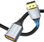 Dghumen 8k Displayport 1.4 kabelis 1.5 m, 8k @ 60hz 4k @ 144hz 32.4gbps, Hdr, Hdcp 2.2, Dp 1.4 kabelis žaidimų monitoriui, vaizdo plok&scaron;tės televizoriaus projektoriui