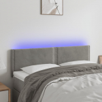 Galvūgalis su LED, &scaron;viesiai pilkas, 144x5x78/88cm, aksomas