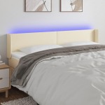 Galvūgalis su LED,kreminės spalvos,203x16x78/88cm, dirbtinė oda