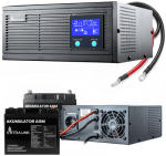 Extralink rinkinys &bdquo;Piorun 3000VA/2100W&ldquo; keitiklis + 2x Extralink AGM 12 V 45 Ah akumuliatoriai | Nepertraukiamo maitinimo &scaron;altinis | Grynas sinusinis signalas, akumuliatoriaus įtampa 12 V nuolatinė + nereikalauja priežiūros