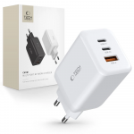 Laidinis įkroviklis 65W 2x USB-C PD + QC3.0 USB Tech-Protect C65W baltos spalvos