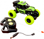 Radijo bangomis valdomas metalinis lenktyninis džipas, žalias