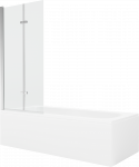 Vonia Mexen Vega su apdaila ir stiklo sienele, 160x70 cm + 80 cm (II), Baltas+Chrome/Transparent