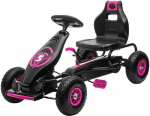 HOMCOM Kartingas, vaiki&scaron;ka transporto priemonė su reguliuojama sėdyne, pedalinė transporto priemonė su guminėmis padangomis, pedalais ir rankiniu stabdžiu, keturratis 5-12 metų vaikams, lauko, rožinės spalvos