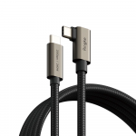 Ringkė 3.2 gen. 2x2 USB-C, PD 3.1 240W 2m kampinis laidas - juodas