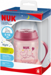 NUK ZE-102 FC rinkinys 150 ml buteliukas su naktinėmis rankenomis + silikoninis snapelis be gurk&scaron;nelių