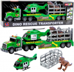 Lean Toys Dino gelbėjimo sunkvežimis su sraigtasparniu ir dinozauru