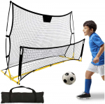 Treniruočių futbolo vartai 2in1, tvirti, tikslūs, lengvas surinkimas, juodi/geltoni, mini futbolo vartai, ne&scaron;iojami