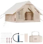 Pripučiama stovyklavimo palapinė, 4-6 asmenų glamping palapinė su pompa, lengvai pastatoma &scaron;eimos palapinė, vandeniui atspari oro palapinė, greitai pripučiama stovyklavimo pastogė