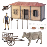 DUŻY Rinkinys FARMA NAMELIS ROLNIKA ROLNIK KROWA NARZĘDZIA ROLNICZE TACZKI AKCE