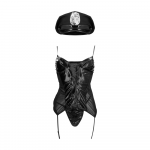 Shots Leg Avenue Police Uniform Set S/M Juodas - Wetlook Bodysuit & Cap