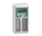 Schneider 13186 Mureva IP65 ant pavir&scaron;iaus montuojamas 1x8 skirstomasis įrenginys, skirtas prijungti gMRV-1-8-NT-T/10 lizdus 2 skylės 103x225mm 13186