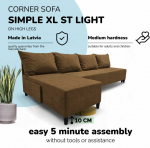 Meb & Podrez Didelis kampinis sofos be porankių Simple XL St Light Rudo spalvos
