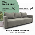 Sofa Meb & Podrez Klasikinis sofos-lovos komplektas &bdquo;Simple Line&ldquo; su dėžute skalbiniams, &bdquo;Podrez&ldquo;, &Scaron;viesiai pilka