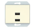 USB maitinimo lizdas QR1000, 2 vietų, 5V DC 3,4 A b/r, dramblio kaulo sp.