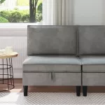 Vidurinė sofa su saugykla &Scaron;viesiai pilka Aksomas