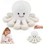 Lean Toys Pliu&scaron;inis a&scaron;tuonkojis su elastingais čiuptuvais, baltas su kreminėmis detalėmis, 50 &times; 30 &times; 30 cm