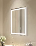 LED vonios veidrodis 50 x 70 cm. su priekiniu ir foniniu ap&scaron;vietimu. neaprasojantis