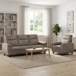 Sofa Sofos komplektas 2 vnt. &Scaron;viesiai pilka Dirbtinė suedė oda