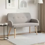 Dvivietė sofa su medžio masyvo kojelėmis &Scaron;viesiai pilka Boucl&eacute;