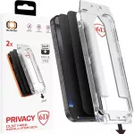 Tel Protect Dust-Free Easy Fit Privacy Full Glue 6D grūdintas stiklas, skirtas iPhone 15, juodas &ndash; 2 vienetai