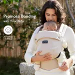 Momcozy ne&scaron;yklė kūdikiui - ergonomi&scaron;ka, jauki ir lengva, tinkama 3-20 kg, lengva užsidėti, idealiai tinka laisvų rankų tėvystei, khaki spalvos