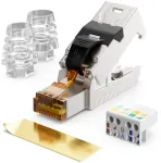 Deleycon 12 x Rj45 jungtis 10 Gbit/s įrankių nereikalaujantis pjovimo terminalas Lsa, skirtas Lan Ethernet instaliaciniam kabeliui - tinklo kabeliui Cat6a Cat7 Cat7a Cat8 Poe kabelis ekranuotas metalinis korpusas