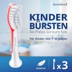 Demirdental vaiki&scaron;kos galvutės, skirtos Philips Sonicare vaikų sonic dantų &scaron;epetėliams nuo 7 iki 10 metų, atitinka Hx6043 Hx6044, 3 vnt., raudonos