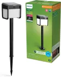 Philips Ezra itin efektyvus lauko saulės energijos postamento &scaron;viestuvas su jutikliu, 3000k balta &scaron;viesa, 250/25lm, juodas