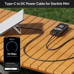 Edup Starlink Mini Usb C į Dc maitinimo kabelis, Pd100w įvesties Usb Type C į Dc Barrel Plug kabelis, skirtas Starlink Mini, vandeniui atsparus kabelis 18awg, Starlink kabelis suderinamas su 65w+ Pd maitinimo &scaron;altiniu (10m)