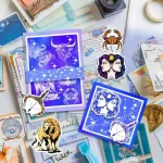 Ph Pandahall dvylikos zodiako ženklų skaidrūs antspaudai, žvaigždžių guminis antspaudas, skaidrus silikoninis antspaudas popieriaus gamybai, rankų darbo amatams, scrapbooking priedai, amatai, 21 x 14.8 cm