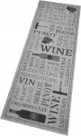 Zala Living Pilkas juodas kilimas virtuvei, neslystantis kilimėlis su užra&scaron;u Wine 45x140cm