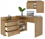 As-shoptop Kampinis kompiuterio stalas su stalčiais + komoda, didelis, ąžuolo artisan