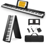 Donner Dp-10 ne&scaron;iojamas pianinas, 88 klavi&scaron;ai pradedantiesiems, bluetooth sulankstomas pianinas su 128 ritmais, akordais, įra&scaron;ymu, sulankstomas skaitmeninis pianinas su pedalu, pianino krep&scaron;iu, juodas